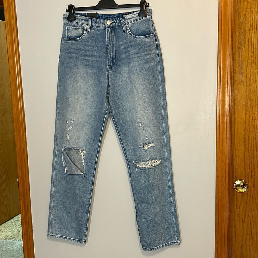 Blank NYC The Howard‎ Mid Rise Loose Fit Distressed Straight Leg Jeans Blue 31